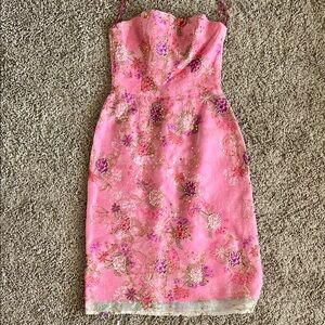 Helen Wang Elegant Pink Floral Dress